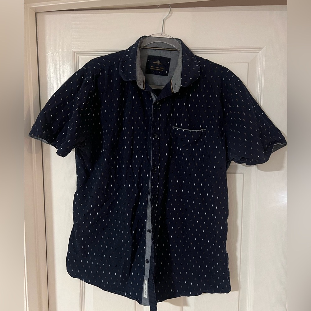 Men's Dark Blue Patterned Casual Shirt